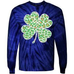 Cute Stylish Leopard Print Shamrock Tie-Dye Long Sleeve Shirt