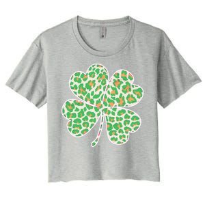 Cute Stylish Leopard Print Shamrock Women's Crop Top Tee