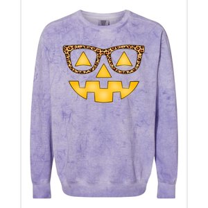 Cute Stylish Pumpkin Face With Glasses Colorblast Crewneck Sweatshirt