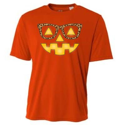 Cute Stylish Pumpkin Face With Glasses Cooling Performance Crew T-Shirt