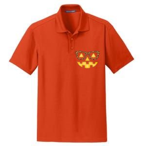 Cute Stylish Pumpkin Face With Glasses Dry Zone Grid Polo