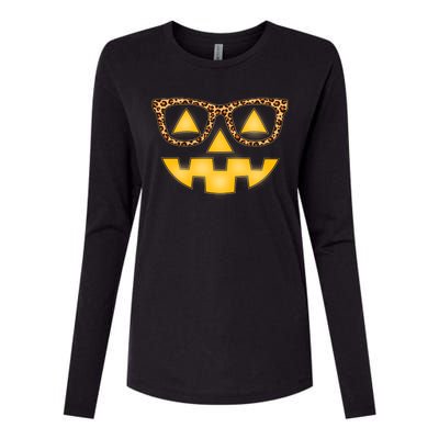 Cute Stylish Pumpkin Face With Glasses Womens Cotton Relaxed Long Sleeve T-Shirt