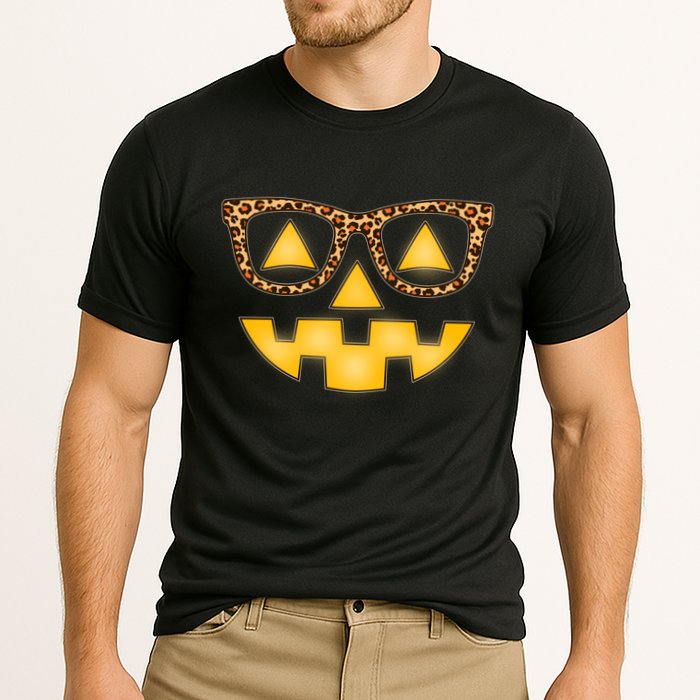 Cute Stylish Pumpkin Face With Glasses Cooling Performance Crew T-Shirt