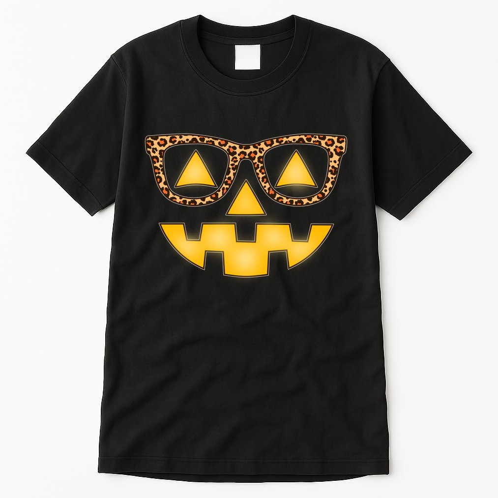 Cute Stylish Pumpkin Face With Glasses Tall T-Shirt