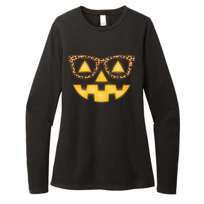 Cute Stylish Pumpkin Face With Glasses Womens CVC Long Sleeve Shirt