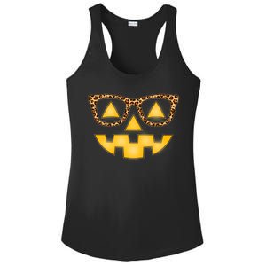 Cute Stylish Pumpkin Face With Glasses Ladies PosiCharge Competitor Racerback Tank