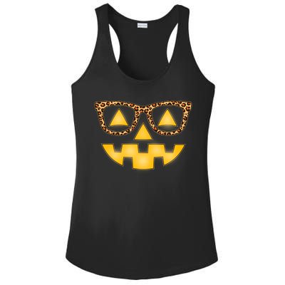 Cute Stylish Pumpkin Face With Glasses Ladies PosiCharge Competitor Racerback Tank