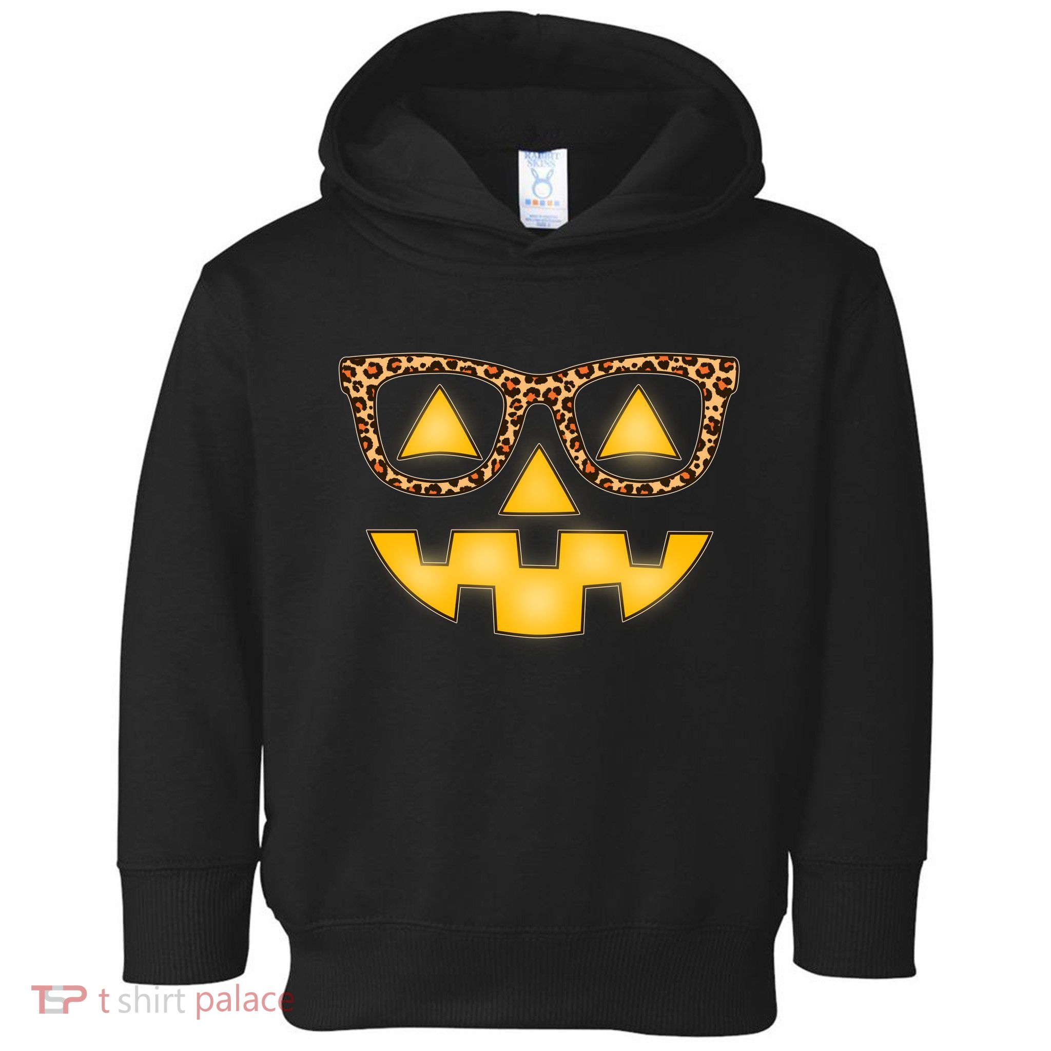 Cute Stylish Pumpkin Face With Glasses Toddler Hoodie