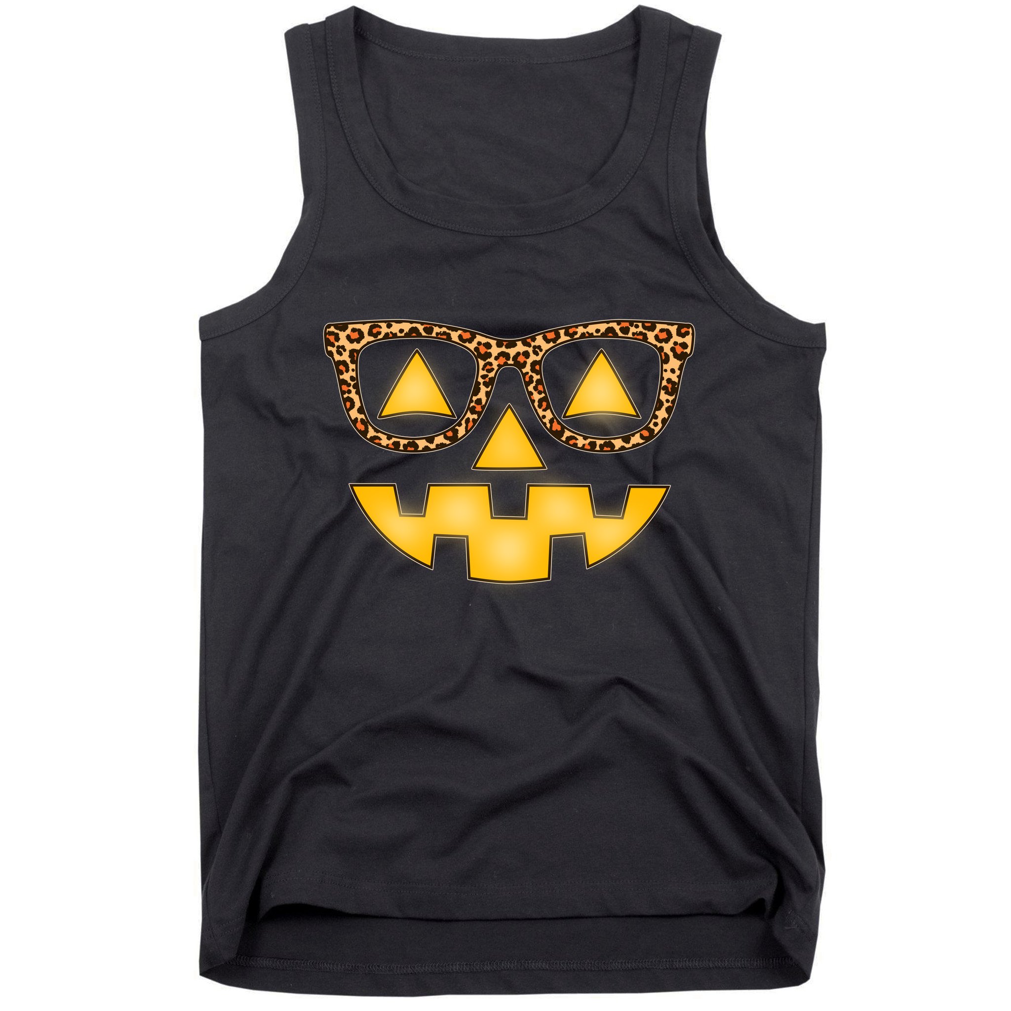 Cute Stylish Pumpkin Face With Glasses Tank Top