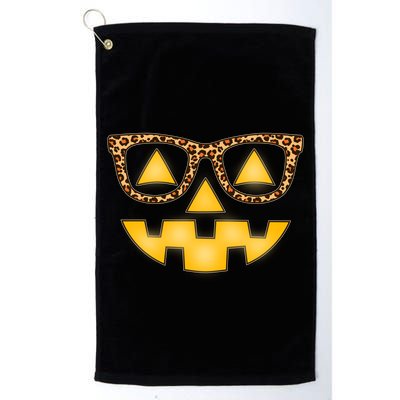 Cute Stylish Pumpkin Face With Glasses Golf Towel
