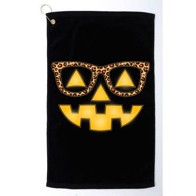 Cute Stylish Pumpkin Face With Glasses Platinum Collection Golf Towel