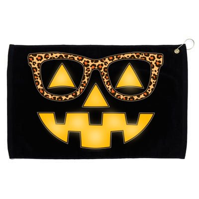 Cute Stylish Pumpkin Face With Glasses Grommeted Golf Towel