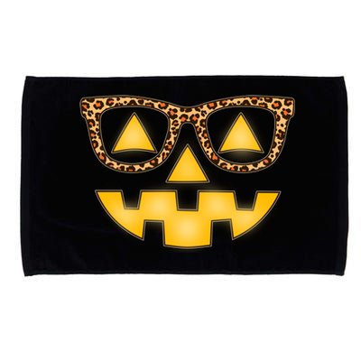 Cute Stylish Pumpkin Face With Glasses Microfiber Hand Towel