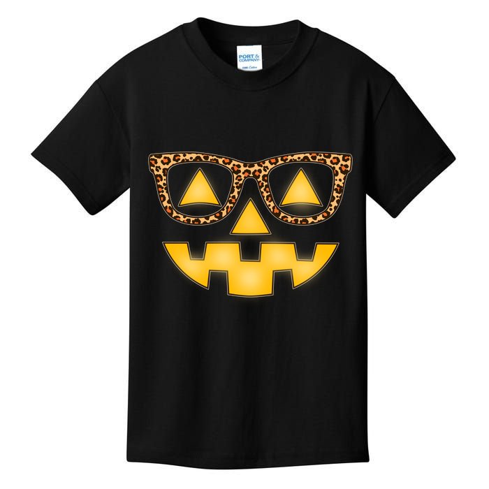 Cute Stylish Pumpkin Face With Glasses Kids T-Shirt