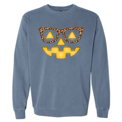 Cute Stylish Pumpkin Face With Glasses Garment-Dyed Sweatshirt