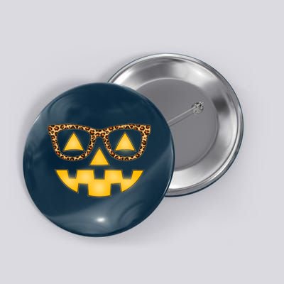 Cute Stylish Pumpkin Face With Glasses Button