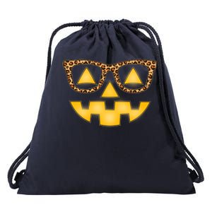 Cute Stylish Pumpkin Face With Glasses Drawstring Bag