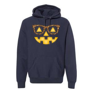 Cute Stylish Pumpkin Face With Glasses Premium Hoodie