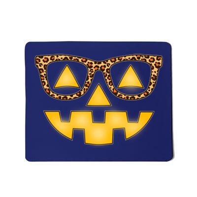 Cute Stylish Pumpkin Face With Glasses Mousepad