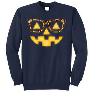 Cute Stylish Pumpkin Face With Glasses Tall Sweatshirt