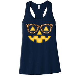 Cute Stylish Pumpkin Face With Glasses Women's Racerback Tank