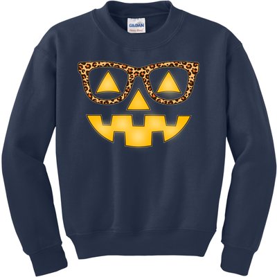 Cute Stylish Pumpkin Face With Glasses Kids Sweatshirt