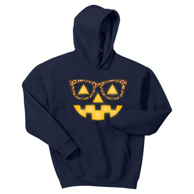 Cute Stylish Pumpkin Face With Glasses Kids Hoodie