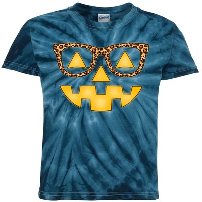 Cute Stylish Pumpkin Face With Glasses Kids Tie-Dye T-Shirt