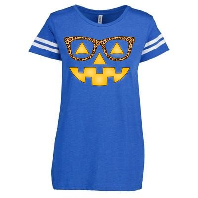 Cute Stylish Pumpkin Face With Glasses Enza Ladies Jersey Football T-Shirt