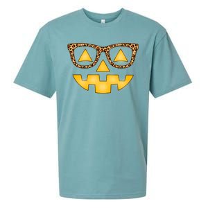 Cute Stylish Pumpkin Face With Glasses Sueded Cloud Jersey T-Shirt