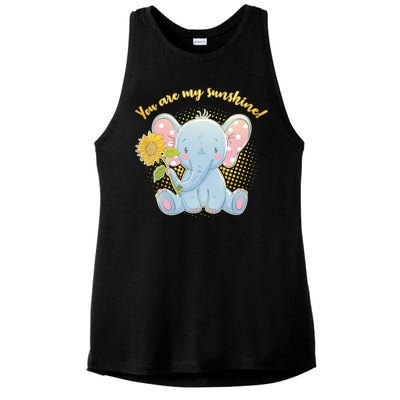 Cute Sunflower Elephant Sunshine  Ladies PosiCharge Tri-Blend Wicking Tank