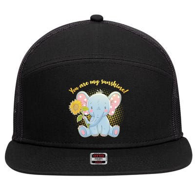 Cute Sunflower Elephant Sunshine  7 Panel Mesh Trucker Snapback Hat