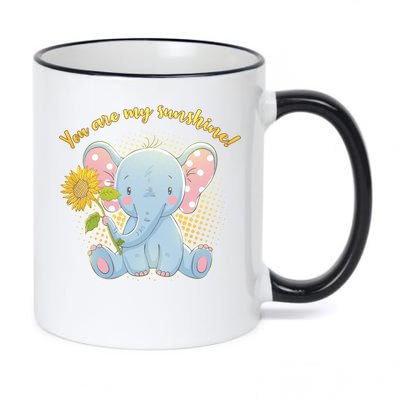 Cute Sunflower Elephant Sunshine  11oz Black Color Changing Mug