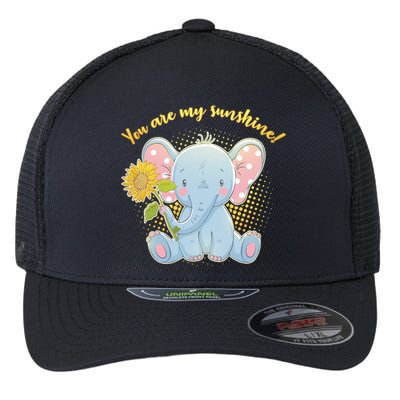 Cute Sunflower Elephant Sunshine  Flexfit Unipanel Trucker Cap