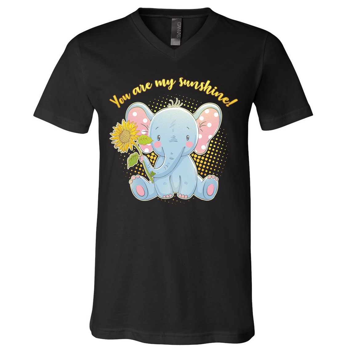 Cute Sunflower Elephant Sunshine  V-Neck T-Shirt