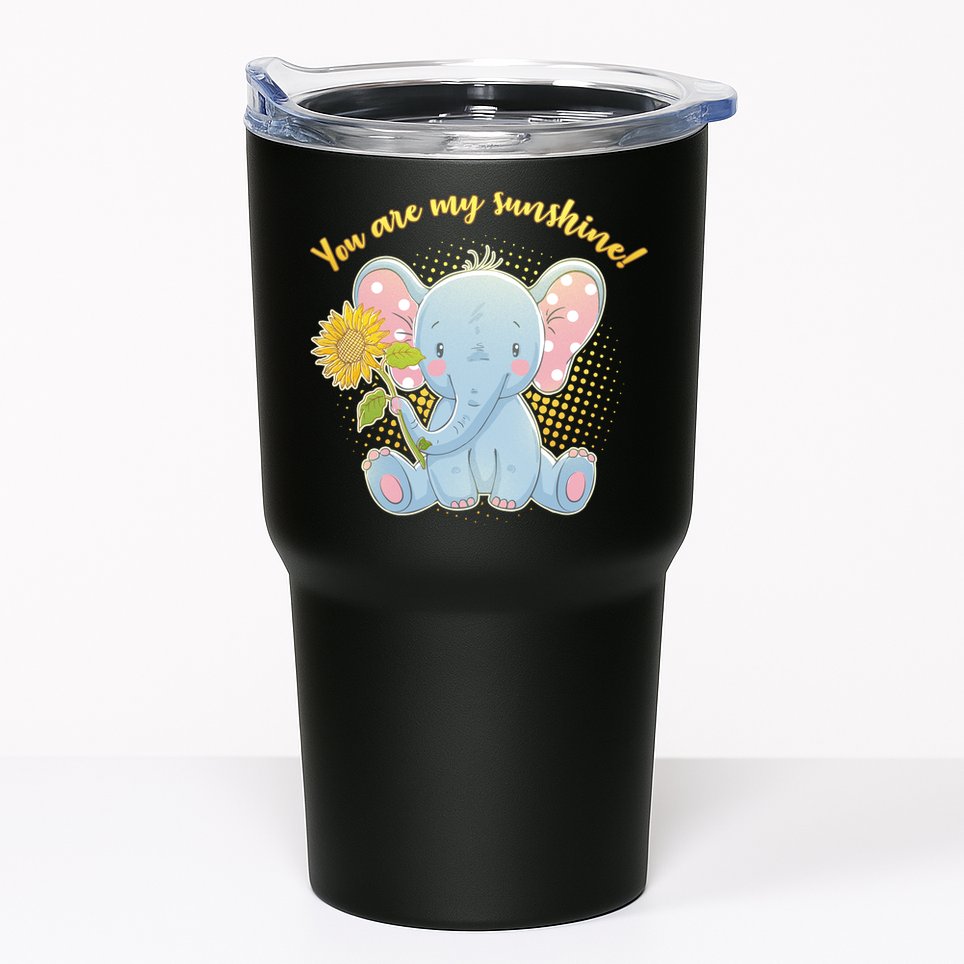 Cute Sunflower Elephant Sunshine  Tumbler