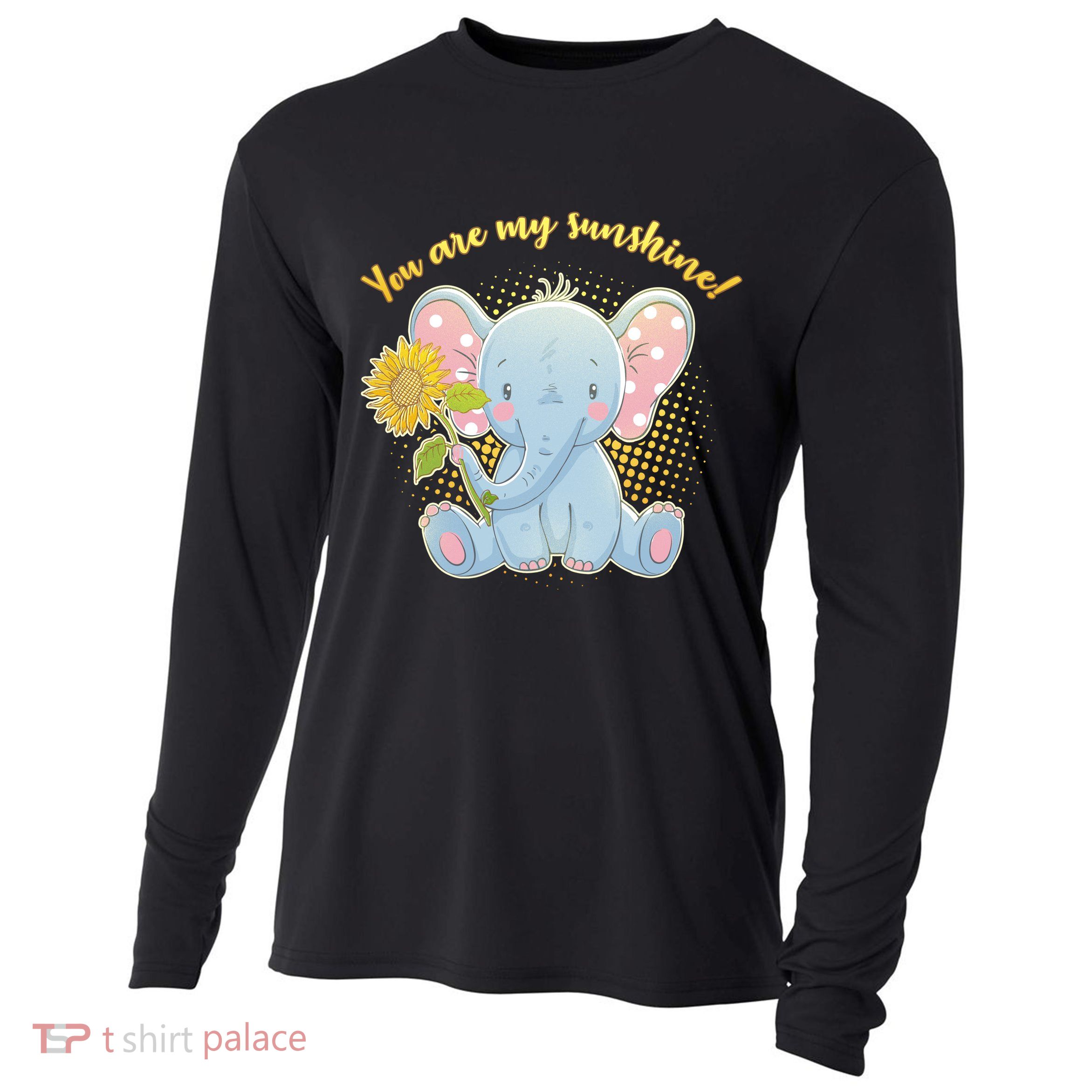Cute Sunflower Elephant Sunshine  Cooling Performance Long Sleeve Crew