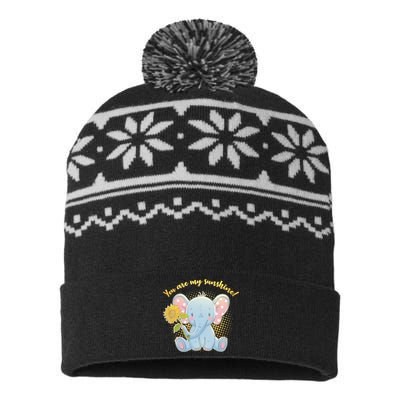 Cute Sunflower Elephant Sunshine  USA-Made Snowflake Beanie