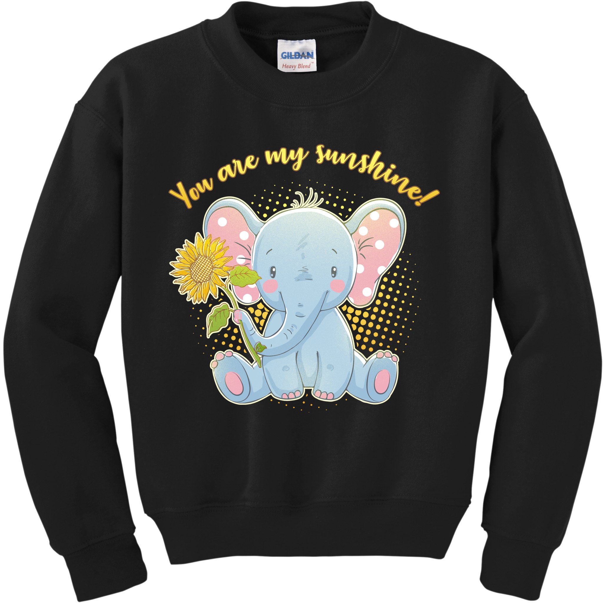 Cute Sunflower Elephant Sunshine  Kids Sweatshirt