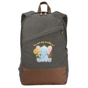 Cute Sunflower Elephant Sunshine  Cotton Canvas Backpack