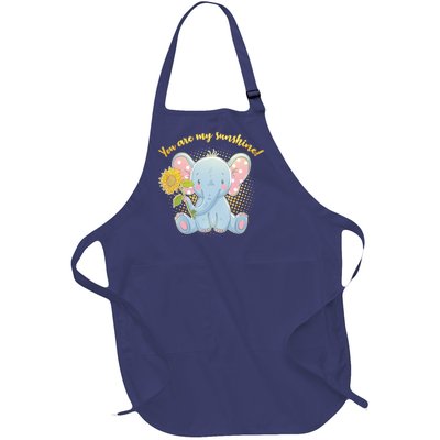 Cute Sunflower Elephant Sunshine  Full-Length Apron With Pockets