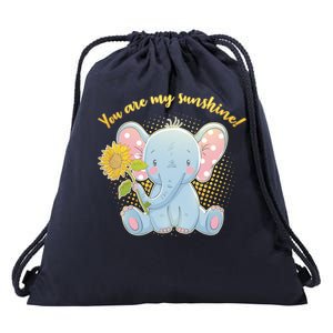 Cute Sunflower Elephant Sunshine  Drawstring Bag