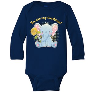 Cute Sunflower Elephant Sunshine  Baby Long Sleeve Bodysuit