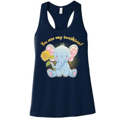 Cute Sunflower Elephant Sunshine  Women's Racerback Tank