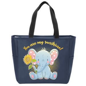 Cute Sunflower Elephant Sunshine  Zip Tote Bag