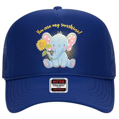 Cute Sunflower Elephant Sunshine  High Crown Mesh Back Trucker Hat