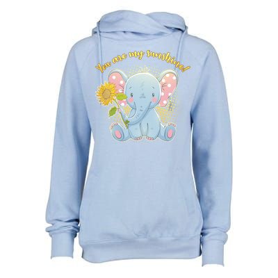 Cute Sunflower Elephant Sunshine  Womens Funnel Neck Pullover Hood