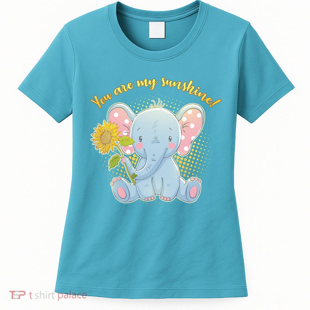 Cute Sunflower Elephant Sunshine  Womens T-Shirt