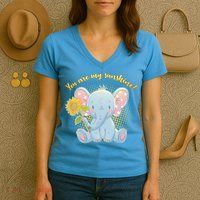 Cute Sunflower Elephant Sunshine  Women's V-Neck T-Shirt