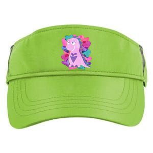 Cute T-Rex Valentine Full Of Hearts Adult Drive Performance Visor